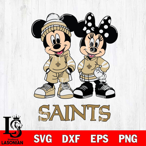 New Orleans Saints Mickey Minnie Rugby Hoodie Svg Eps Dxf Png File, Bundle NFl svg , File Cut , Digital Download , Instant Download, Laser Cut Svg Files