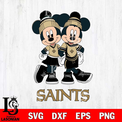 New Orleans Saints Mickey Minnie Valentine Football Svg Eps Dxf Png File, NFL svg , Digital Download , Instant Download, Cricut File