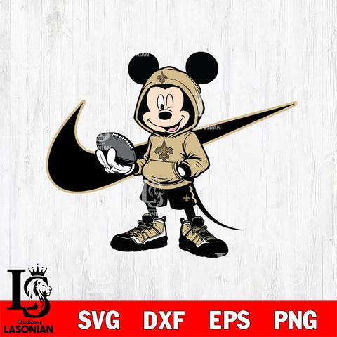 New Orleans Saints Mickey Wearing Hoodie Sport Svg Eps Dxf Png File, Digital Download, Instant Download