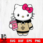 New Orleans Saints Pretty Hello Kitty Svg Eps Dxf Png File, Digital Download, Instant Download