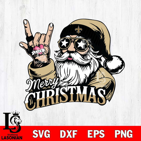 New Orleans Saints Rock Santa Claus Football Svg Eps Dxf Png File,NFL Svg Files,Digital Download,Sublimation,Instant Download