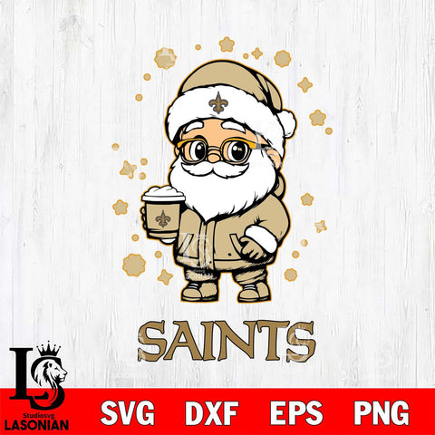 New Orleans Saints Santa Claus Coffe Svg Eps Dxf Png File,NFL Svg Files,Digital Download,Sublimation,Instant Download