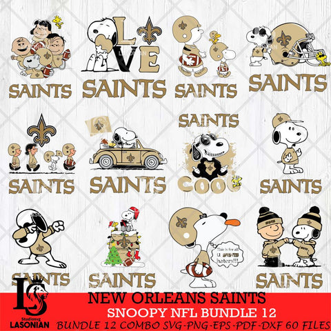 New Orleans Saints Snoopy NFL Bundle 12 SVG Eps Dxf Png File, NFL svg, Digital Download, Instant Download