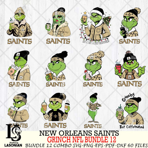 New Orleans Saints  Grinch NFL Bundle 12 SVG Eps Dxf Png File, Digital Download, Instant Download