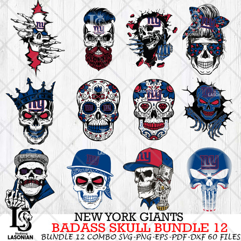 New York Giants Badass Skull Bundle SVG