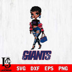 New York Giants Beautiful Black Fan Girl Svg Eps Dxf Png File, Digital Download, Instant Download