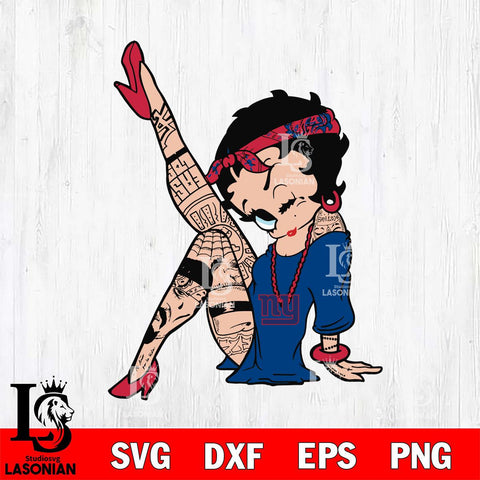 New York Giants Betty Boop Tattoo Girl Svg Eps Dxf Png File, Digital Download, Instant Download