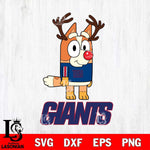 New York Giants Bluey Chilli Christmas Deer Svg Eps Dxf Png File, Digital Download