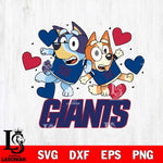 New York Giants Bluey Chilli Heart NFL Svg Eps Dxf Png File, Digital Download, Instant Download