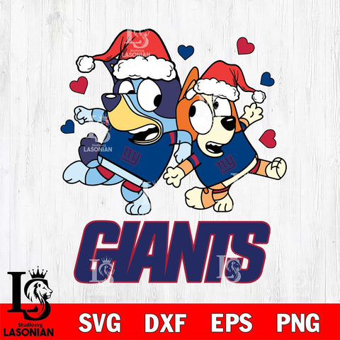 New York Giants Bluey Christmas NFL Svg Eps Dxf Png File, Digital Download