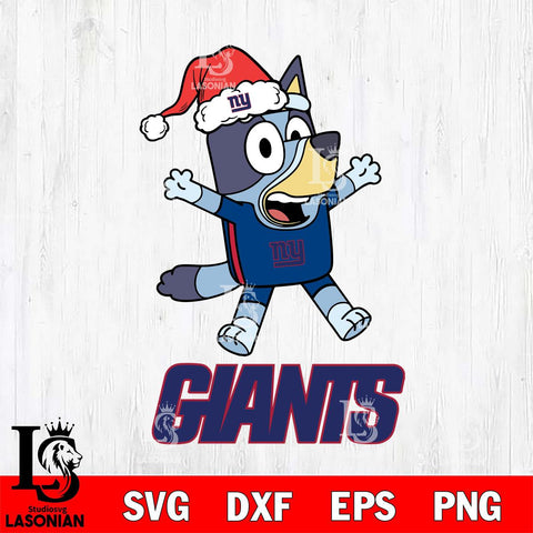 New York Giants Bluey Happy Christmas Svg Eps Dxf Png File, Digital Download