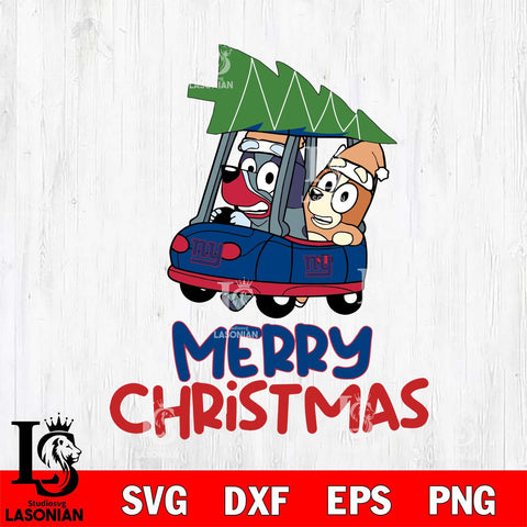 New York Giants Bluey Merry Christmas Svg Eps Dxf Png File, Digital Download