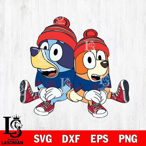 New York Giants Bluey & Bingo Christmas Svg Eps Dxf Png File, Digital Download, Instant Download