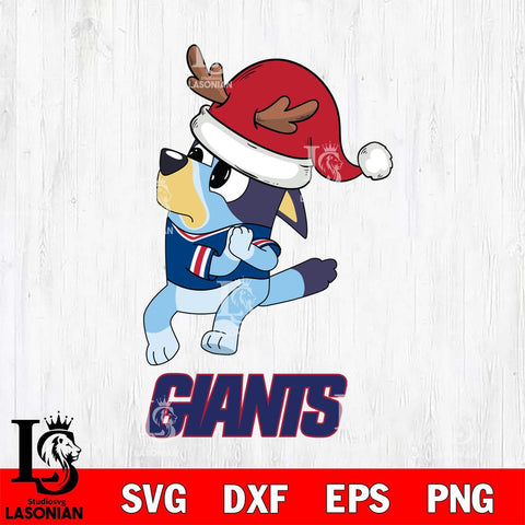 New York Giants Christmas Bluey Santa Claus Svg Eps Dxf Png File,Cut Svg Files, Digital File, Sublimation