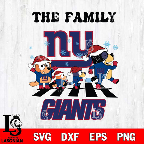 New York Giants Family Bluey Christmas Svg Eps Dxf Png File, Digital Download