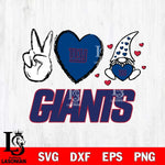 New York Giants Gnomes Peace & Love Svg Eps Dxf Png File, Digital Download, Instant Download