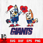 New York Giants Love Bluey Christmas Svg Eps Dxf Png File, Digital Download