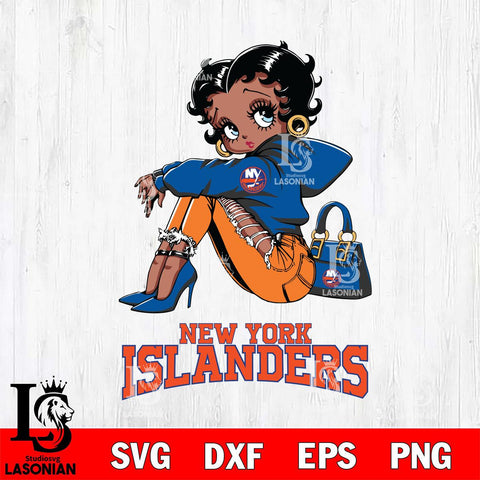 New York Islanders Betty Boop Black Fan Girl Svg Eps Dxf Png File, Digital Download, Instant Download