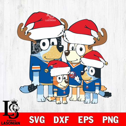 New York Islanders Bluey Santa Family Svg Eps Dxf Png File, Digital Download, Instant Download