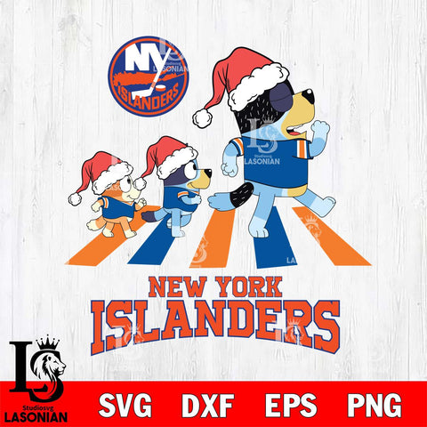 New York Islanders Christmas Family Bluey Walking Svg, Christmas Svg , NHL svg , Digital Download, dxf eps png pdf file