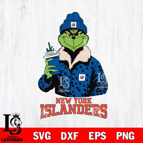 New York Islanders Grinch Christmas Cut Files, Cricut,Christmas Svg Dxf Eps Png file , Digital Download