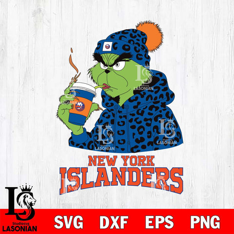 New York Islanders Grinch Leopard Christmas Cut Files, Cricut,Christmas Svg Dxf Eps Png file , Digital Download