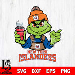 New York Islanders Grinch with coffee Svg Eps Dxf Png File, Digital Download, Instant Download