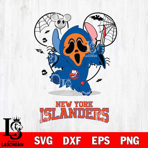 New York Islanders Stitch Ghost Face Halloween 2 Svg Eps Dxf Png File, Digital Download, Instant Download