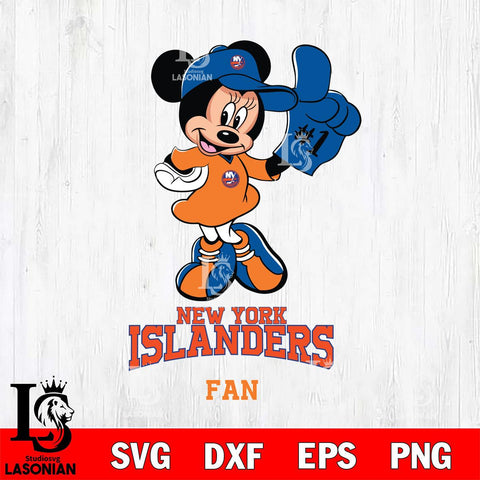 New York Islanders #1 Fan Minnie Mouse Svg Eps Dxf Png File, Digital Download, Instant Download