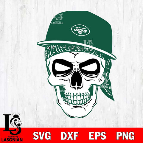 New York Jets Badass Hat Skull SVG