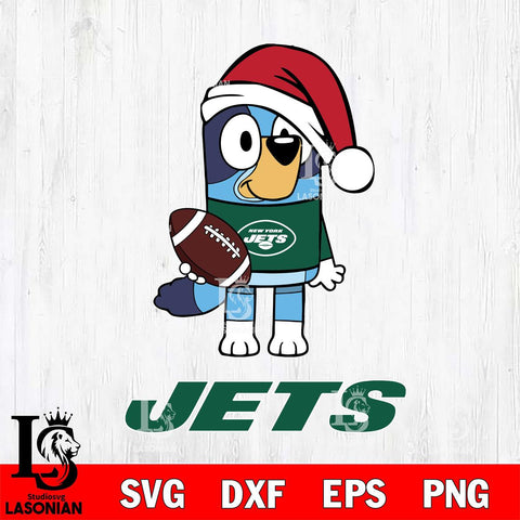 New York Jets Bluey Christmas Svg Eps Dxf Png File, Digital Download