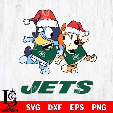 New York Jets Bluey Christmas Holiday Svg Eps Dxf Png File, Digital Download