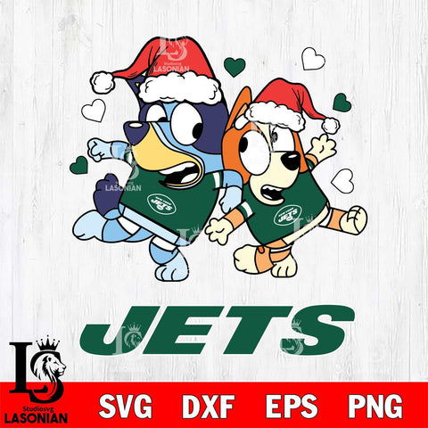 New York Jets Bluey Christmas NFL Svg Eps Dxf Png File, Digital Download