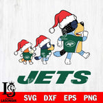 New York Jets Bluey Family Christmas Svg Eps Dxf Png File, Digital Download