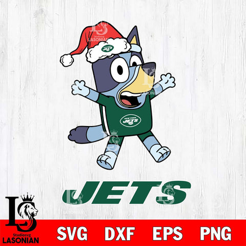 New York Jets Bluey Happy Christmas Svg Eps Dxf Png File, Digital Download