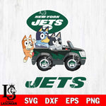 New York Jets Bluey friends car Svg Eps Dxf Png File, NFL svg, Digital Download, Instant Download