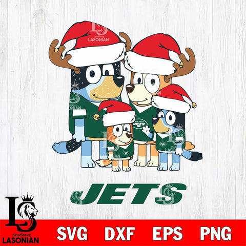 New York Jets Christmas Bluey Santa Family Svg Eps Dxf Png File,Cut Svg Files, Digital File, Sublimation