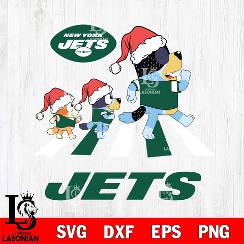 New York Jets Christmas Family Bluey Walking Svg Eps Dxf Png File,Cut Svg Files, Digital File, Sublimation