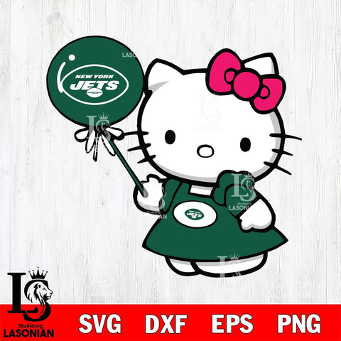 New York Jets Cute Hello Kitty 2 Svg Eps Dxf Png File, Digital Download, Instant Download