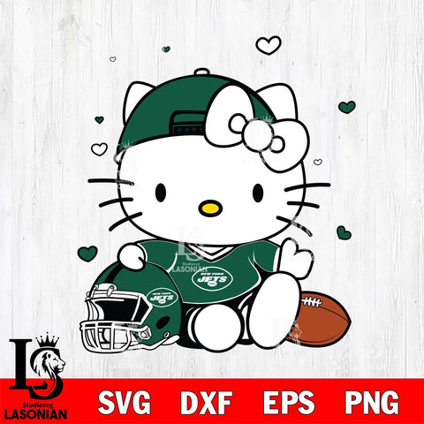 New York Jets Cute Hello Kitty Football Svg Eps Dxf Png File, NFL svg, Digital Download, Instant Download