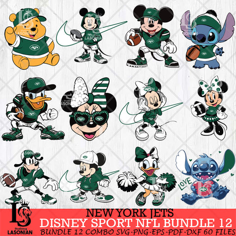 New York Jets Disney NFL Bundle 12 Svg Eps Dxf Png File, Digital Download, Instant Download