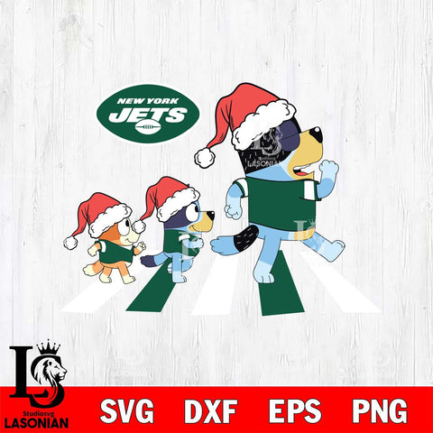 New York Jets Family Bluey Walking Christmas Svg Eps Dxf Png File, Digital Download, Instant Download