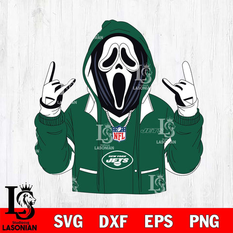 New York Jets Ghostface Scream Football Halloween Svg Eps Dxf Png File, Digital Download, Instant Download