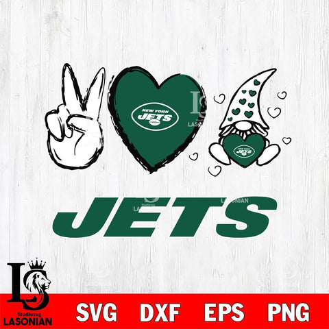 New York Jets Gnomes Peace & Love Svg Eps Dxf Png File, Digital Download, Instant Download