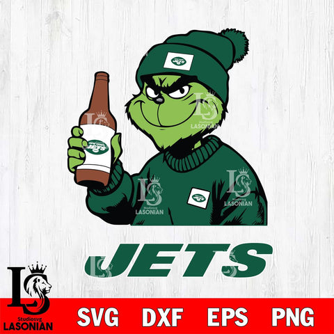 New York Jets Grinch Drinking Beer Christmas Svg Eps Dxf Png File,Cricut svg files, Digital Download, Instant Download