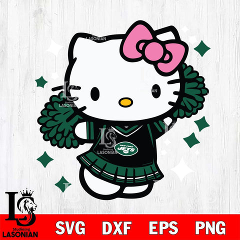 New York Jets Hello Kitty Cheerleader 4 Svg Eps Dxf Png File, Digital Download, Instant Download