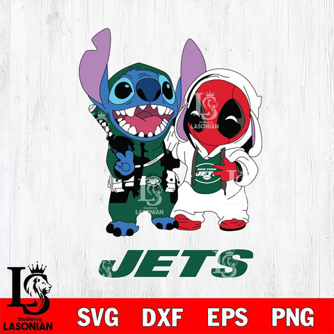 New York Jets Stitch And Deadpool Cute Svg Eps Dxf Png File, Digital Download, Instant Download