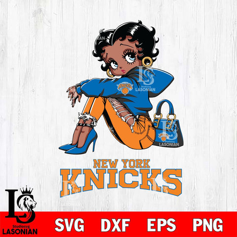 New York Knicks Betty Boop Black Fan Girl Svg Eps Dxf Png File, Digital Download, Instant Download