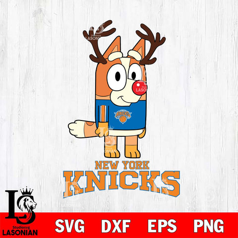 New York Knicks Bluey Chilli Christmas Deer Svg Eps Dxf Png File, Digital Download