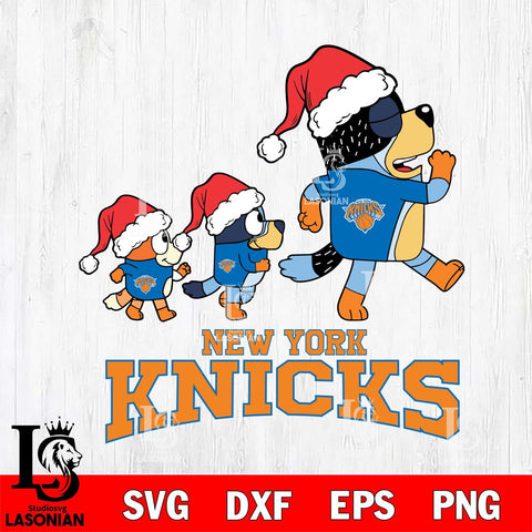 New York Knicks Bluey Family Christmas Svg Eps Dxf Png File, Digital Download